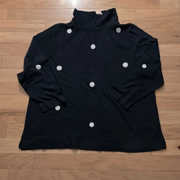 Ann Taylor Loft | Mock Neck | Polka Dot Top | Navy Blue | 💯 cotton | size 20/22 - Picture 1 of 5